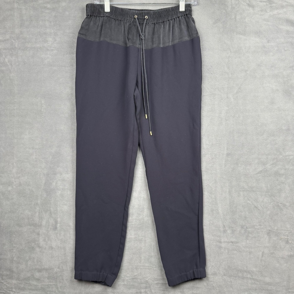 MICHAEL Michael Kors Women Black Satin Waist Jogger Pants Size 2 Elastic‎ Waist